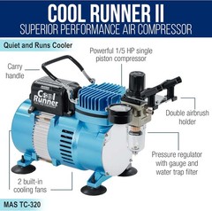 Master Airbrush Cool Runner II Kit with Dual Fan Air Standard KIt