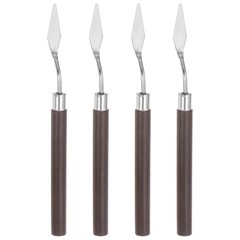 4pcs 10mm No.7 Painting Palette Knives Stainless Steel Spatula Red Wood Handle