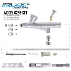 3 Tip MASTER G266 Dual-Action AIRBRUSH PRO SET KIT Auto Paint Nail Tattoo Hobby