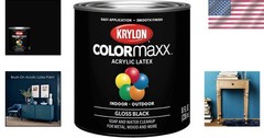 Gloss Black Brush-On Acrylic Latex Paint – ½ Pint for Indoor/Outdoor Use