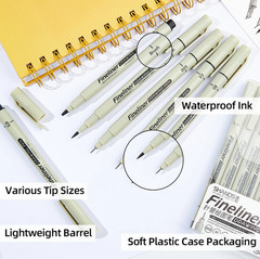 12Pcs Fine Tip Manga Drawing Pens Needle Line Art Sketch Marker Set
