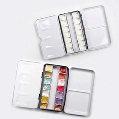 Aliotech Travel Artist Empty Watercolor Tins Box Palette Paint Fog Blue
