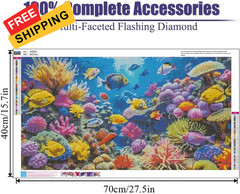 BOHADIY 5D Fish Diamond Art Kits for Adults, 27.5 x 15.7 inches, Each Marine