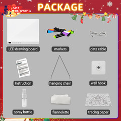 Led Drawing Board with 13 Light Effects, 16″ Rechargeable Glow Doodle LED Note B