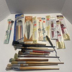 Lot Of Vintage Artist Paint Brushes Simmons Grumbacher Wellera Folkflirt Etc