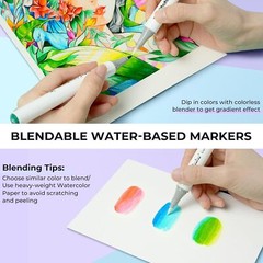 Ohuhu Markers 60 Colors Water-based Chisel & Brush Art Markers for Beginners