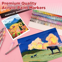 Acrylic Paint Pens 84 Colours Flexible Brush Tip – Ideal for DIY Crafts