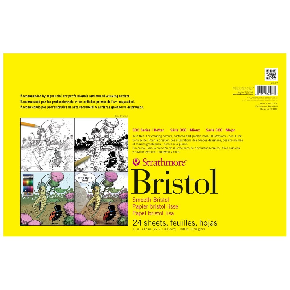 Strathmore 300 Series Bristol Paper Pad, Smooth, Tape Bound, 11×17 inches, 24…