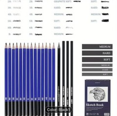 Affordable 35 piece basic sketch draw set in zip case NEW Shipping Included