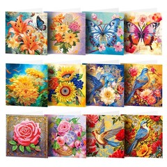 pigpigboss 12 Packs Flower Butterfly Diamond Painting 15 cm x 15 cm, Red
