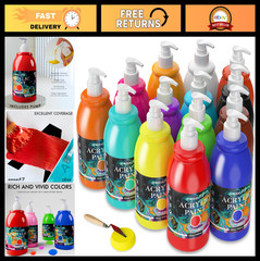 Acrylic Paint Set 14 Colors – Rich Pigment Art Supplies for Canvas & Beginners