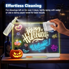 16″ Rechargeable LED Drawing Board – 9 Color Modes, Neon Art Doodle Pad, Gift fo