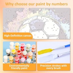 Paint by Numbers Kit for Kids with Frame Paint by Numbers 7.8X7.8inch Soccer