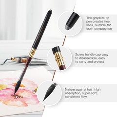 Versatile Watercolor Brush Set with Graphite Pen