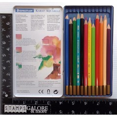 STAEDTLER KARAT AQUARELL CRAFT WATERCOLOR PENCILS SET 12 TIN CASE #3046