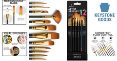 12-Piece Artist Paint Brush Set for Acrylic, Watercolor & Oil – Professional …