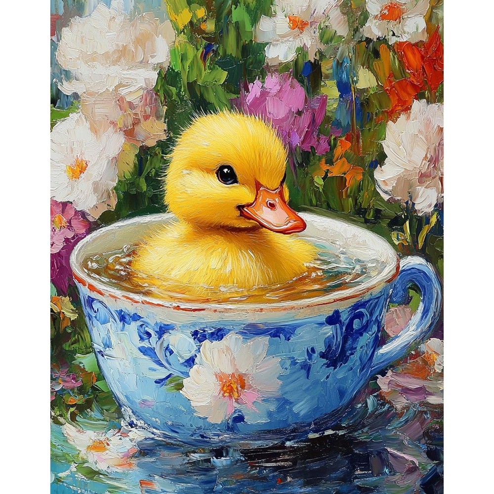 Duck Paint by Numbers for Adults, Flowers Paint by Numbers Kit for