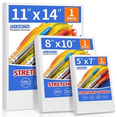 Stretched Canvas for Painting, 5″x7″, 8″x10″, 11″x14″, Pack of 3, PrePrimed C