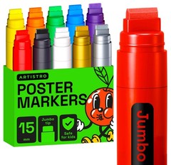 ARTISTRO Poster Markers Jumbo Set Acrylic 1 Count (Pack of 10), Multicolor