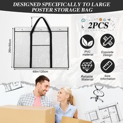 Windyun 2 Pack Large Poster Storage Bag 48″ x 36″ 48 x 36 inches, Black