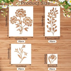 80Pcs Stencils for Painting, Stencils for Crafts Reusable Flower Wall Stencil…