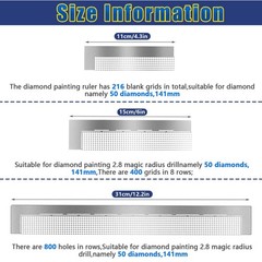 3 Pieces Stainless Diamond Painting Ruler Steel Art Chrome
