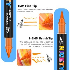 54 Colors Acrylic Paint Markers – Dual Tip Acrylic Paint Pens with 1–5mm Brus…
