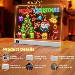 Led Drawing Board with 13 Light Effects, 16″ Rechargeable Glow Doodle LED Note B