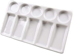 Watercolor Palette Tray 10 Wells White Rectangle Ceramic Artist Paint