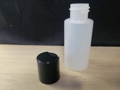 1oz Natural Cylinder HDPE Plastic Bottle w/Black Disc Top-Bottles Paints Storage