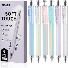 Retractable 6 Pack Gel Pens with Smooth Ink Flow & Soft Grip for Everyday Use
