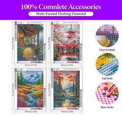 Diamond Art Kits for Adults, 4 Packs Landscape Diamond Art Painting Kits for t