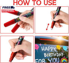 Window Chalk Markers for Cars Glass Washable 8 Colors Liquid Chalk Marker Pens