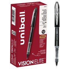 uni-ball Vision Elite Rollerball Pens Fine Point 12 Count (Pack of 1), Black