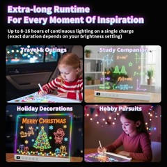 Led Drawing Board with 13 Light Effects, 16″ Rechargeable Glow Doodle LED Note B