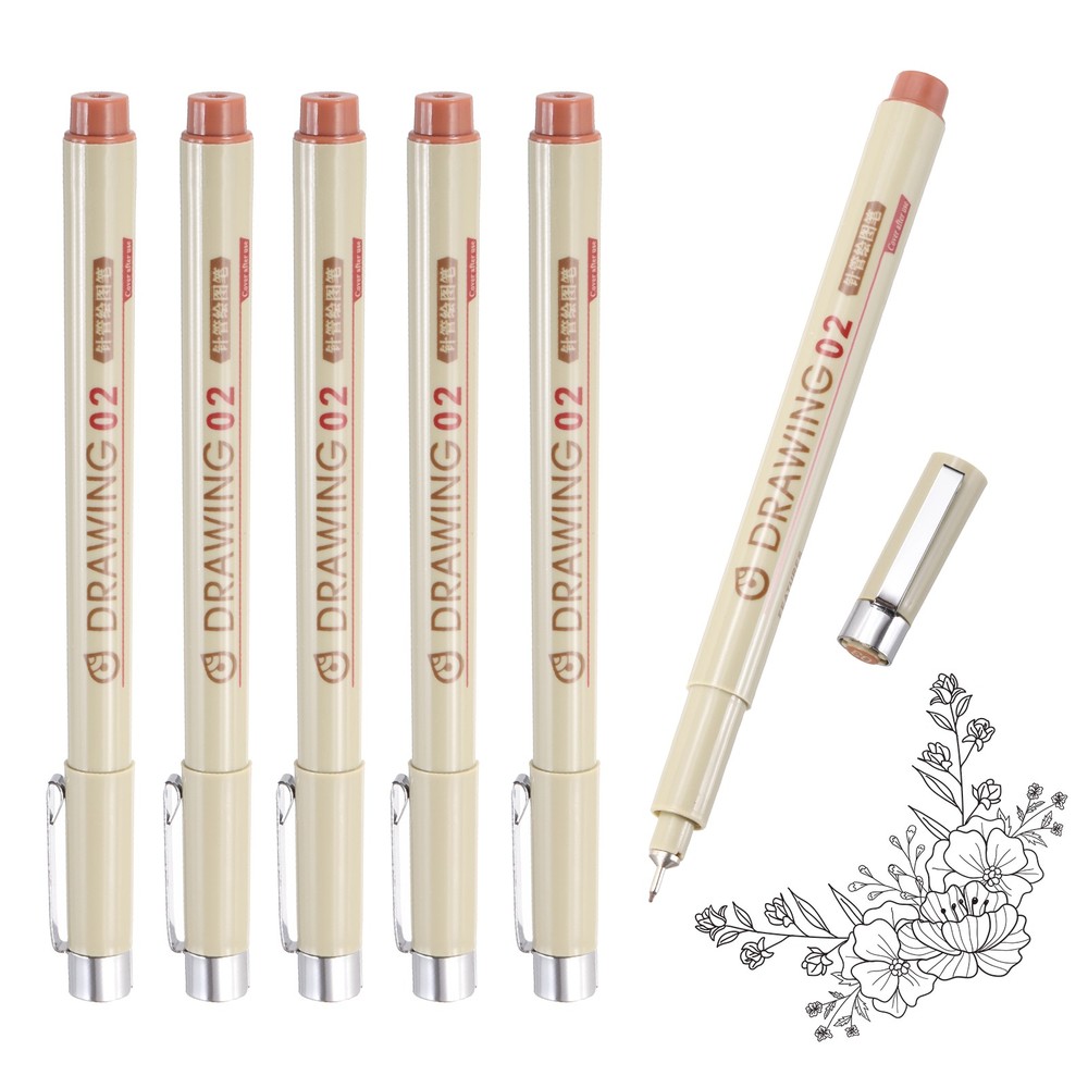 6Pcs 0.3mm Fineliner Ink Pens(Brown)