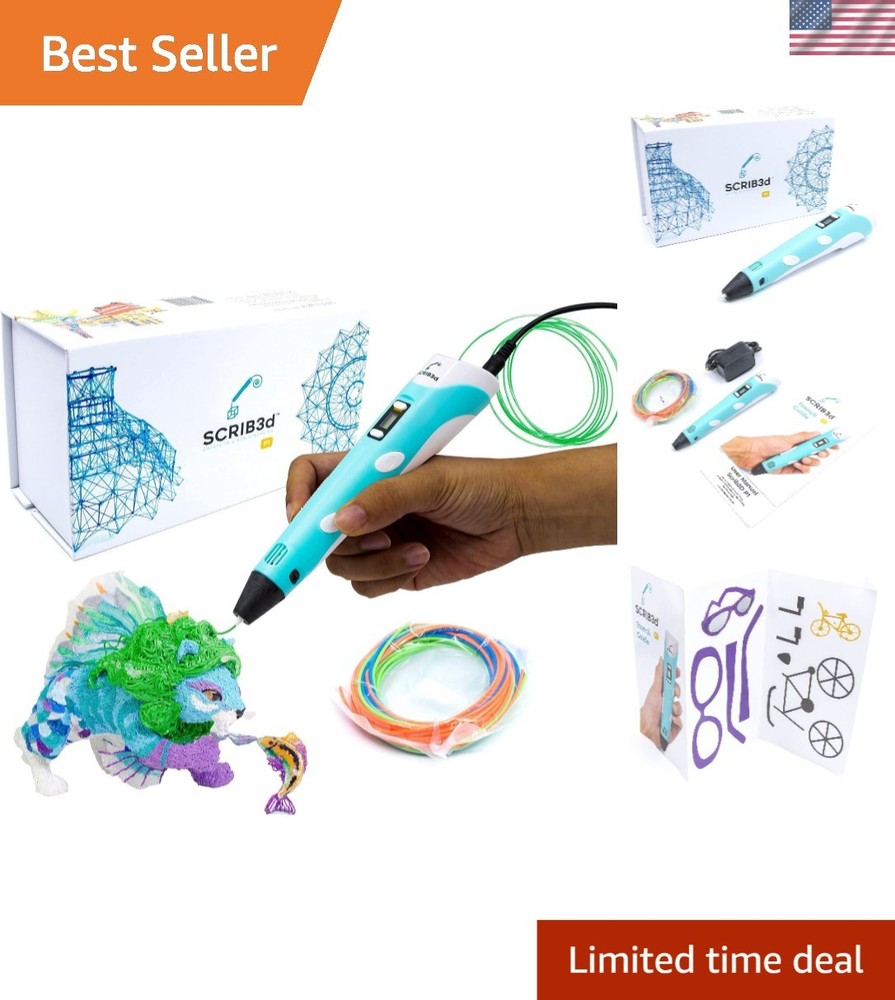 P1 3D Printing Pen – Display, 3 Colors PLA Filament & Project Guide Included