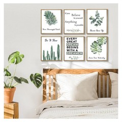 6pcsOffice Inspirational Botanical Canvas Wall Art Eucalyptus Leaves Sage Mot…