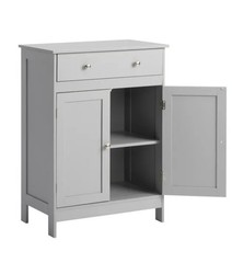 Gray particleboard with melamine veneer, 60*30*80cm, double doors, single drawer