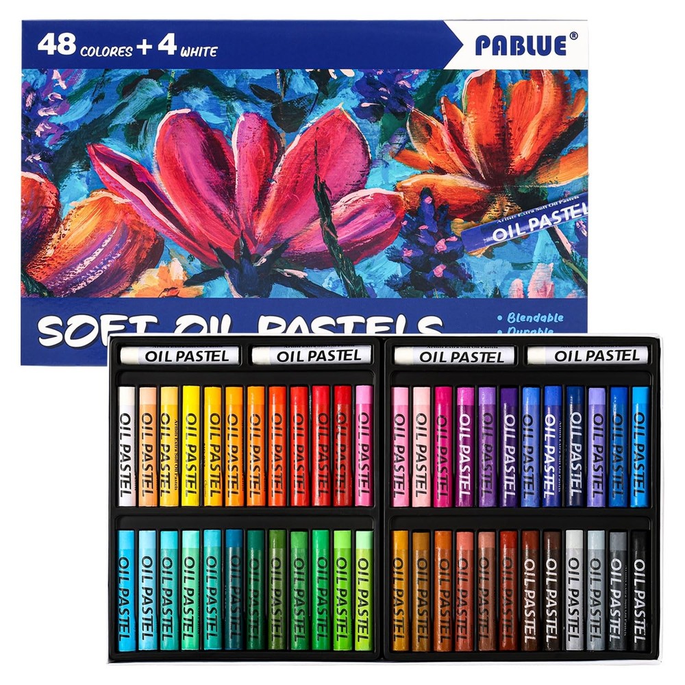 PABLUE Oil Pastels 48 Colors, Soft Pastel Crayons for Drawing Multicolor