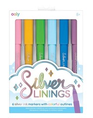 Ooly Marker Pens Silver Ink Colourful Outlines Pack of 6 Rainbow Calligraphy