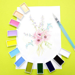 Kuretake GANSAI TAMBI Watercolor Paint Set 48 Colors, Professional-Quality Art S