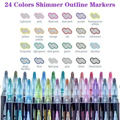 Glitter Markers Outline Glitter Pens: 24 Shimmer Metallic Tween Teen Girl Gifts
