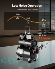VEVOR Airbrush Kit Air Brush Kit 1/6 HP Air Compressor Tank 1 Airbrush 3 Tips