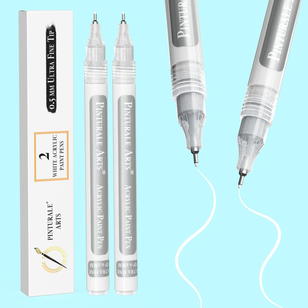 ® Ultra Fine Tip Acrylic Paint Pens | Set 2 White Paint Pens Extra Fine Point 0.