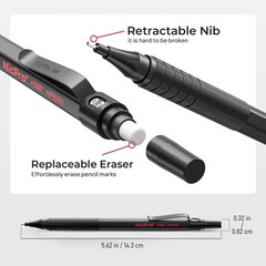 30PCS Black Metal Mechanical Pencil Set with Leather Case, 0.5-2mm Lead Holders,