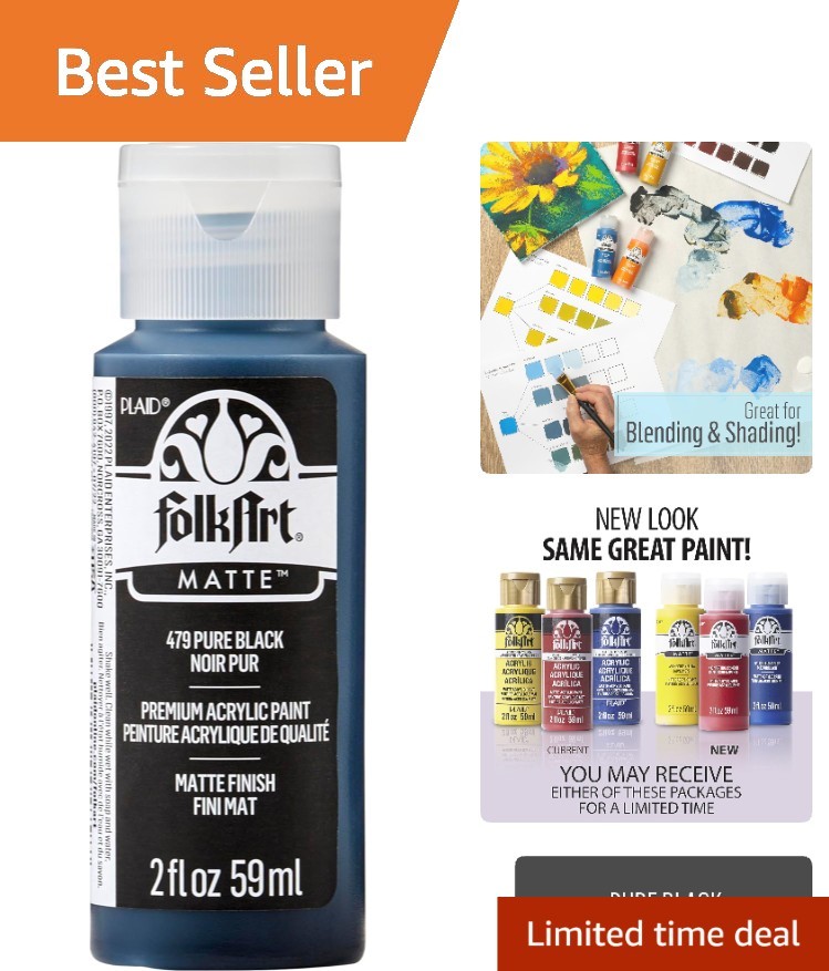 Rich, Creamy 2 oz Pure Black Acrylic Paint – Matte Finish for Creative Projects