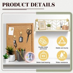 Maxdot Floating Shelves Wall Mounted Set of 4 with 24 Cubicle Hooks, Rustic W…