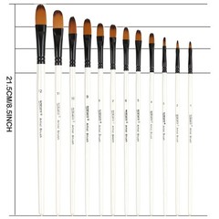 12 PCS Filbert Paint Brushes Set, Artist Brush for Acrylic Oil Watercolor Gouach