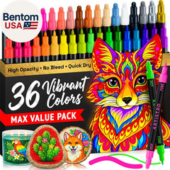 36 Precision Dual-Tip Acrylic Paint Markers – Paint Pens Set with Dot & Fine Tip